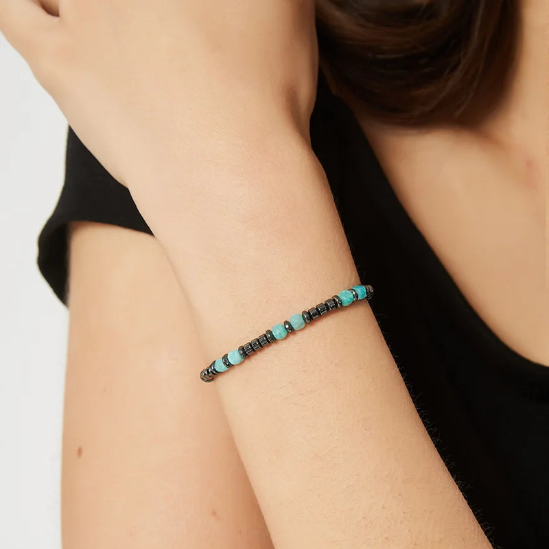 Amazonite & Miyuki Seed Beads & Hematite Bracelet II — 4mm