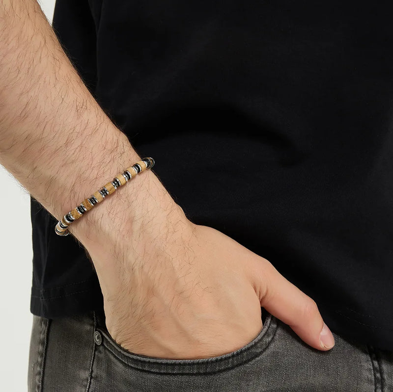 Picasso Jasper & Hematite Beaded Bracelet — 6mm