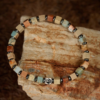Picasso Jasper Stone & Shoushan Bracelet — 4mm