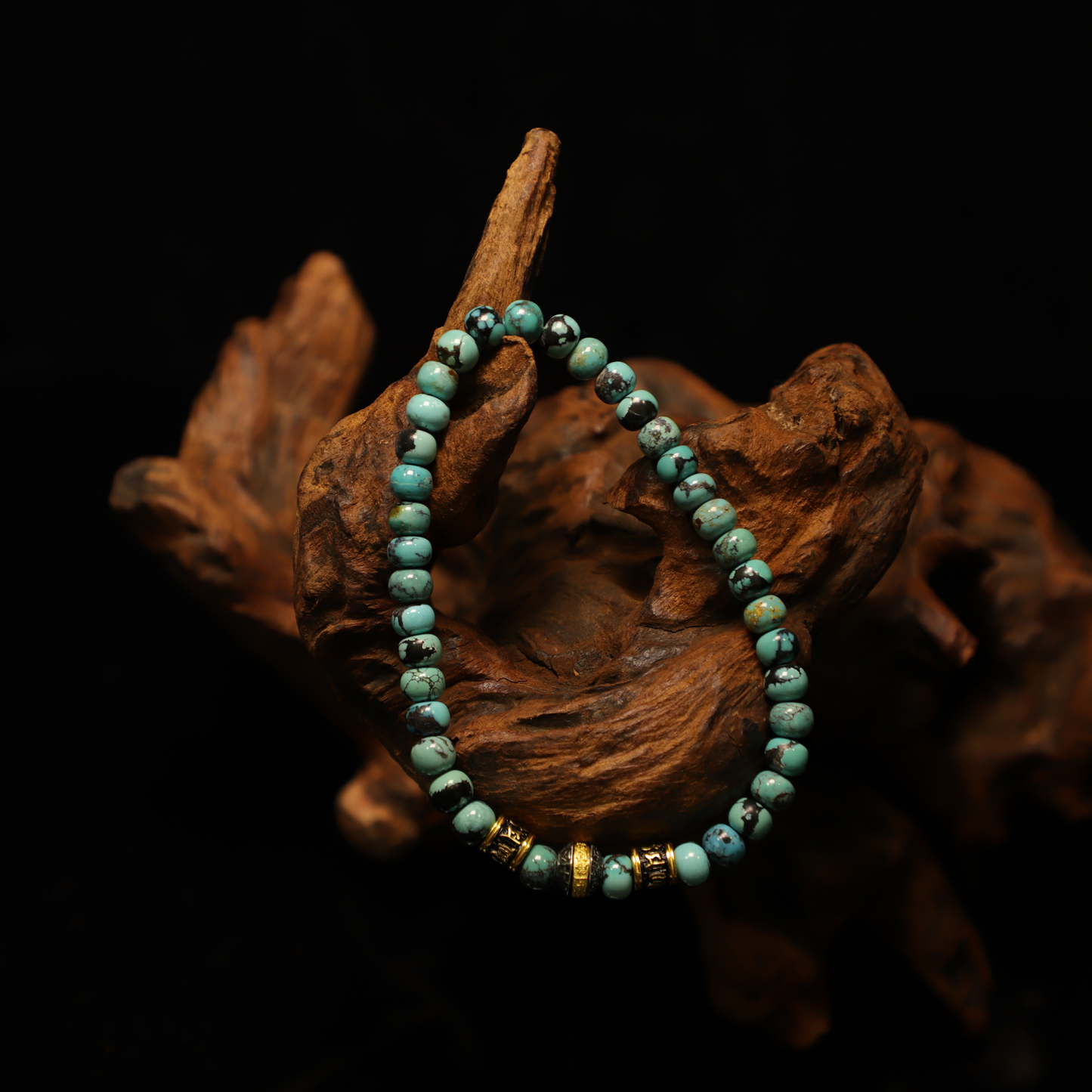 Turquoise Hematite Black Gold Bracelet (6mm)