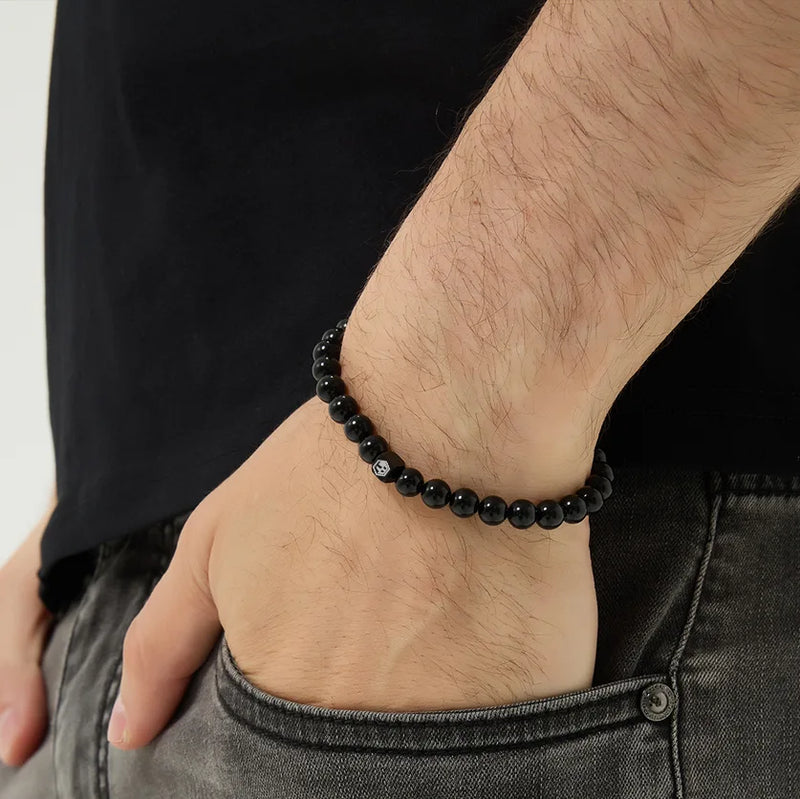 Natural Black Obsidian Bracelet — 6mm