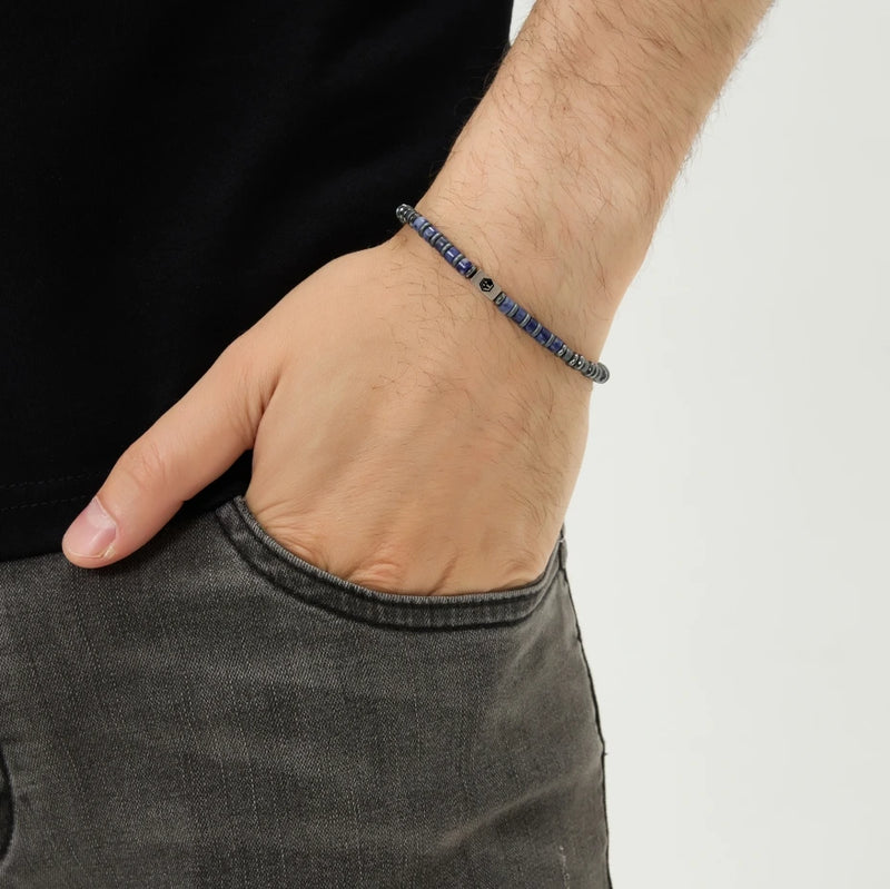 Lapis Lazuli-Hematite Bracelet — 4mm