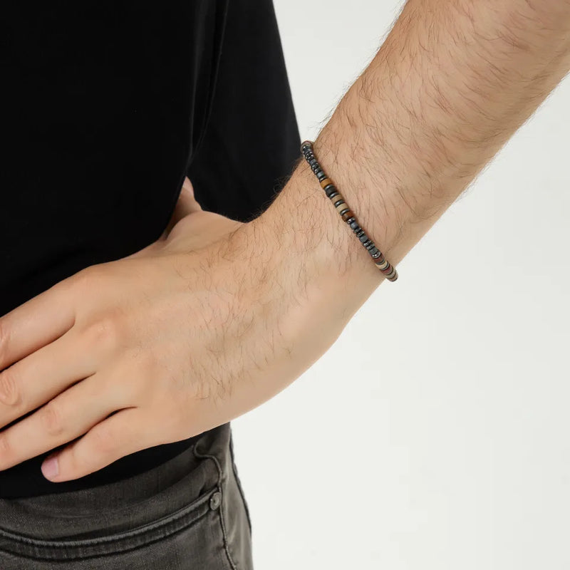 Picasso Hematite Refined Bead Bracelet — 4mm
