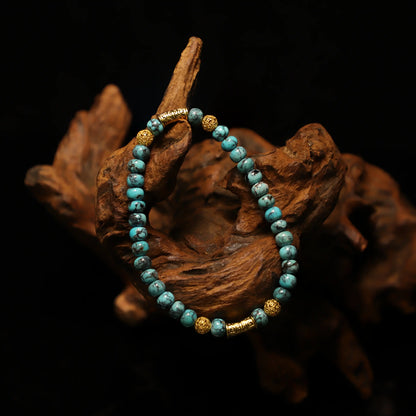 Turquoise Hematite Gold Bead Bracelet (6mm)